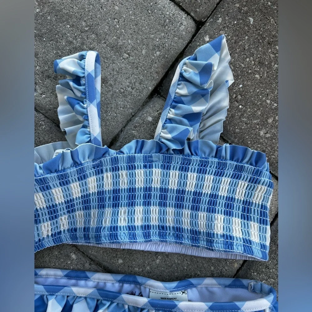 Ralph Lauren Baby Blue Plaid Bikini Swimsuit Set 18 Months